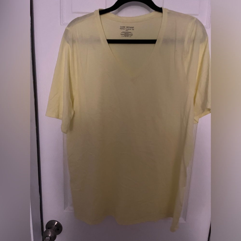 Lane Bryant Tshirt with sleeves. NWT soft yellow size 14/16